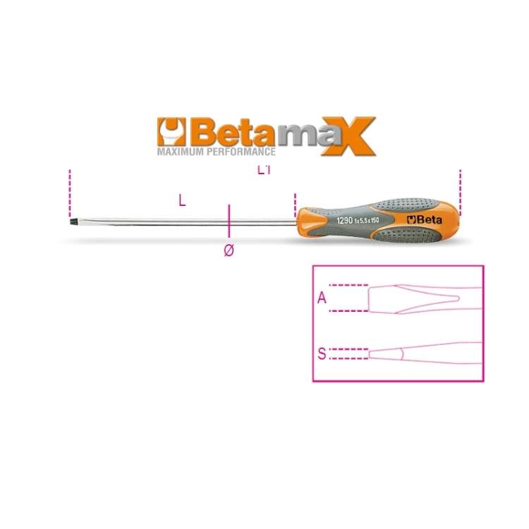 Flat blade screwdriver 1290 1.2x6.5x100 - 012900048 - Beta