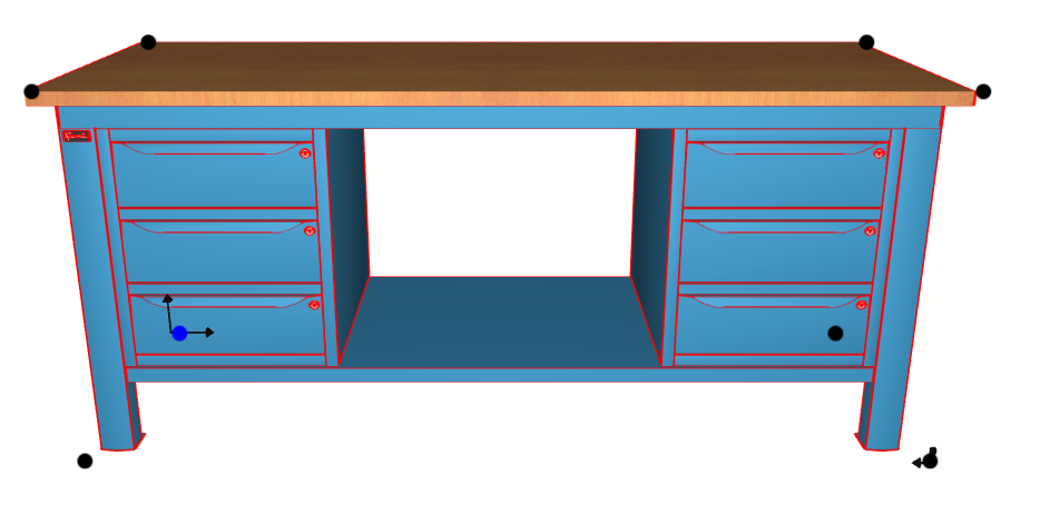 WORKSHOP WORKBENCH WOODEN TOP 2000 X 750 X 880 H - 2 CABINETS 3 DRAWERS - FAMI - BLUE