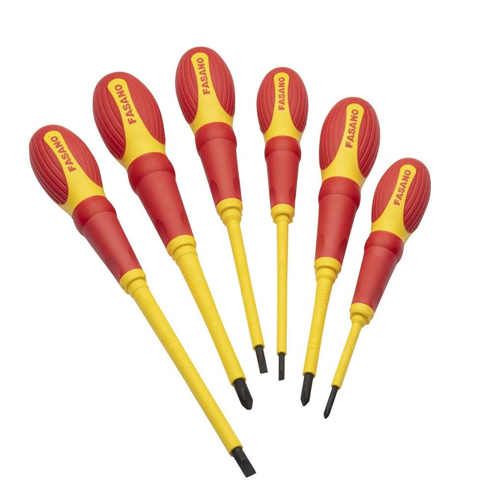 Set of 6 estro insulated screwdrivers for slotted and Phillips screws - FasanoTools