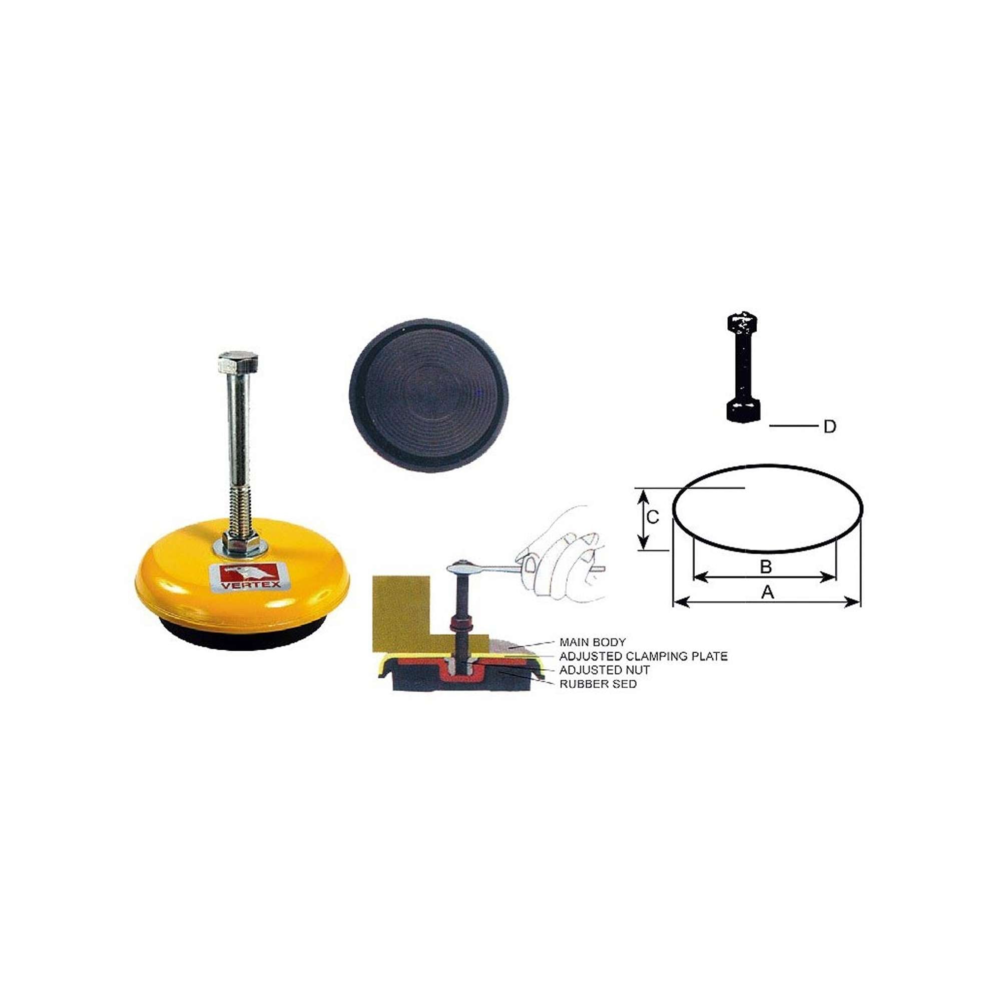 Anti-vibration pads for machine tools 160 mm 1500 kg ABRATOOLS - TK-160